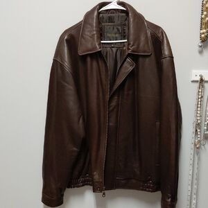 Men's Brown Leather Jacket,  Size XL